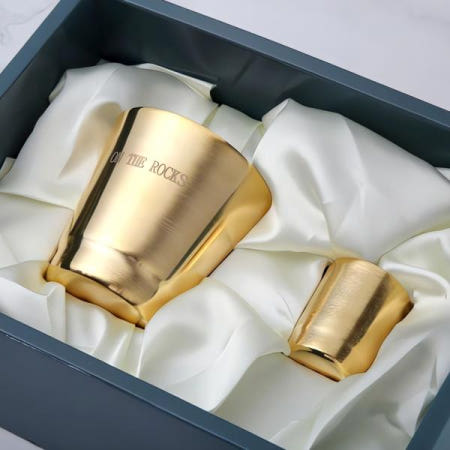 위스키잔 세트 2p 금도금 24k 술잔 고급 금 주류 용기 유리컵 파티 용품 럭셔리 주방