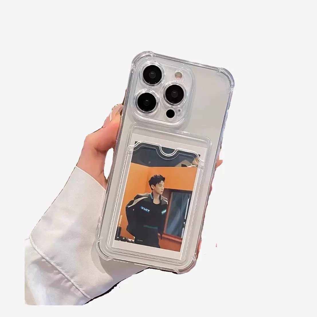 투명 카드 수납 케이스 16 프로맥스 실리콘 커플 보호 투명 카드 홀더 iPhone 16 이미지 6