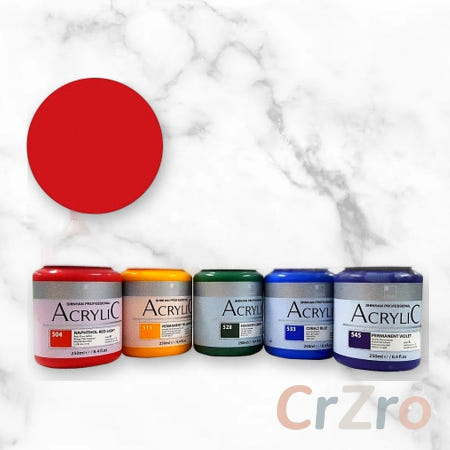 나랑다랑해협력사 신한 아크릴 물감 카민 적색 250ml 대용량 전문가용 미술 도구 화구 4개입 세트