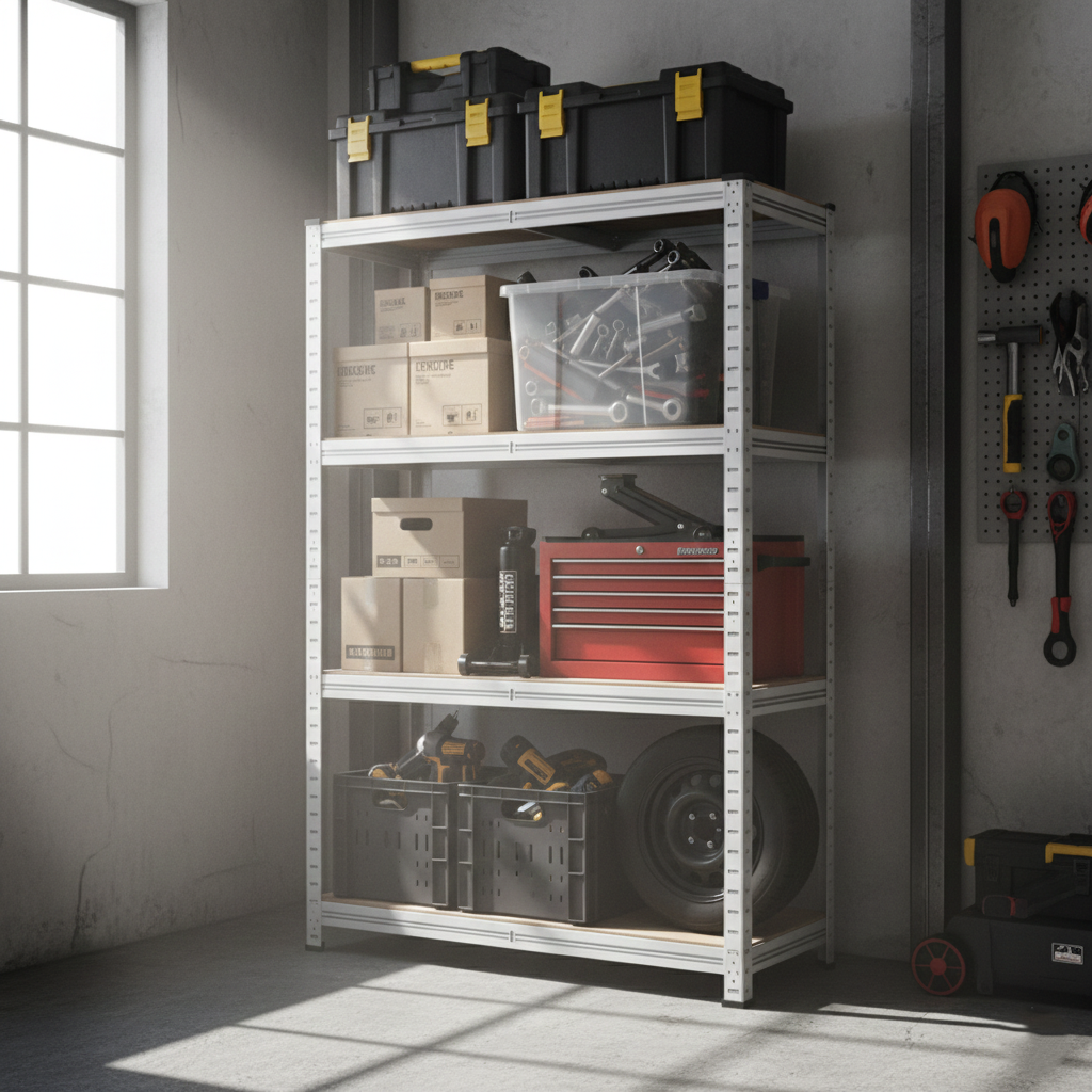 부원진열장 에코랙 튼튼한 130kg 조립식앵글 철제 선반 경량랙 7040180 5단