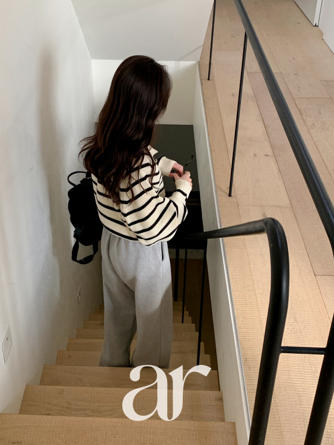 단가라 카라 라벨 긴팔 가디건 cd3562 - 상세 이미지 3