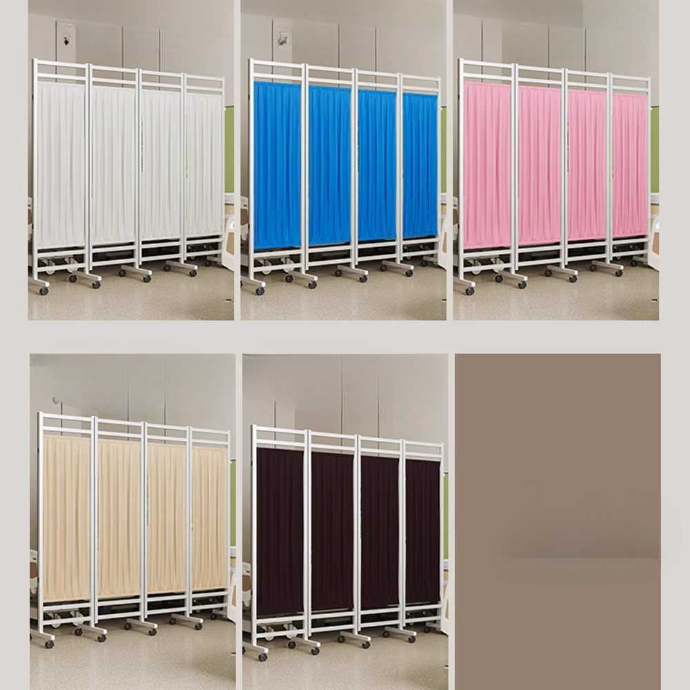 의료용 바퀴 파티션 병원 이동식 공간 차단 가림막 250x180cm 블루 5패널 - 상세 이미지 5