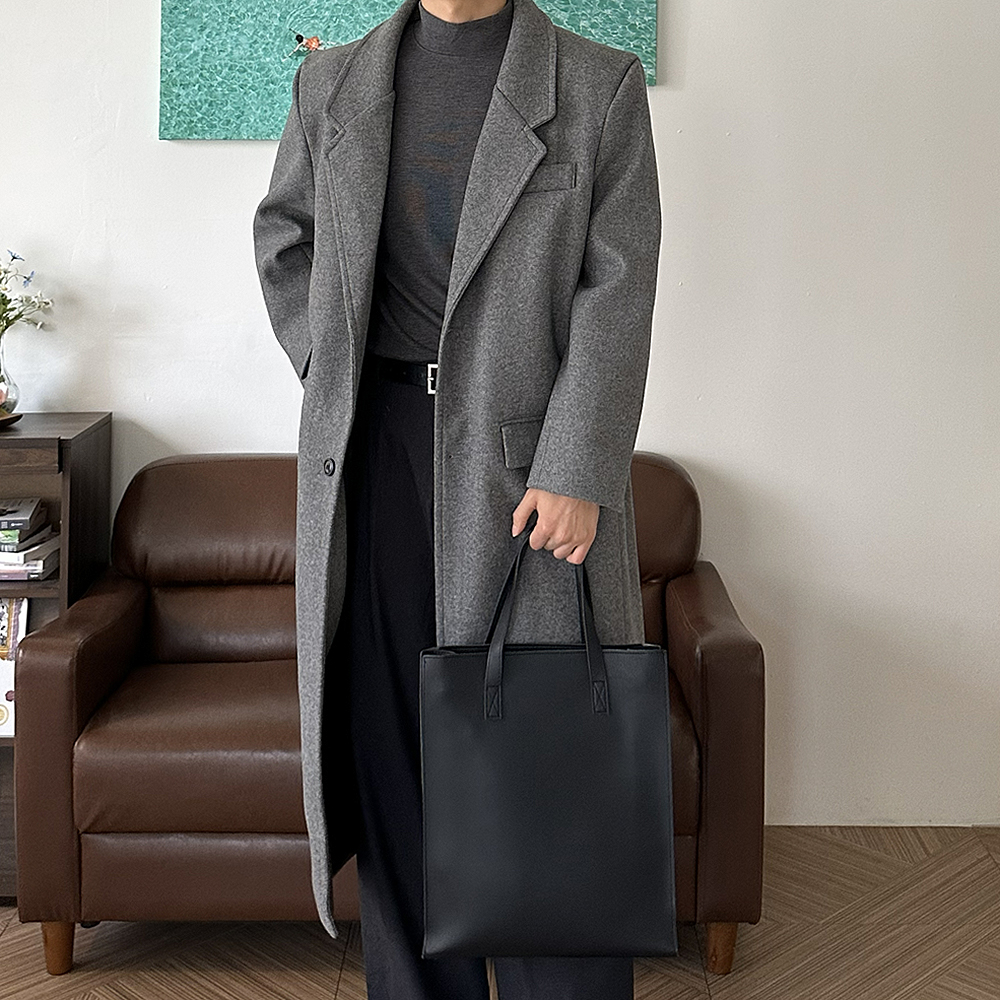 남자 코트 오버핏 정장 모직 겨울 남자 롱코트 - 상세 이미지 2