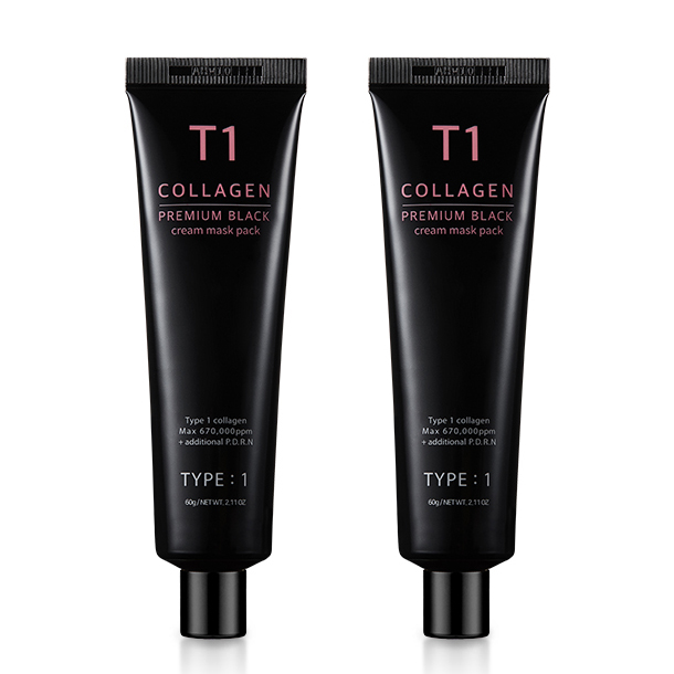 티원콜라겐 프리미엄 블랙 크림 마스크팩 60g x 2세트 - 상품 이미지