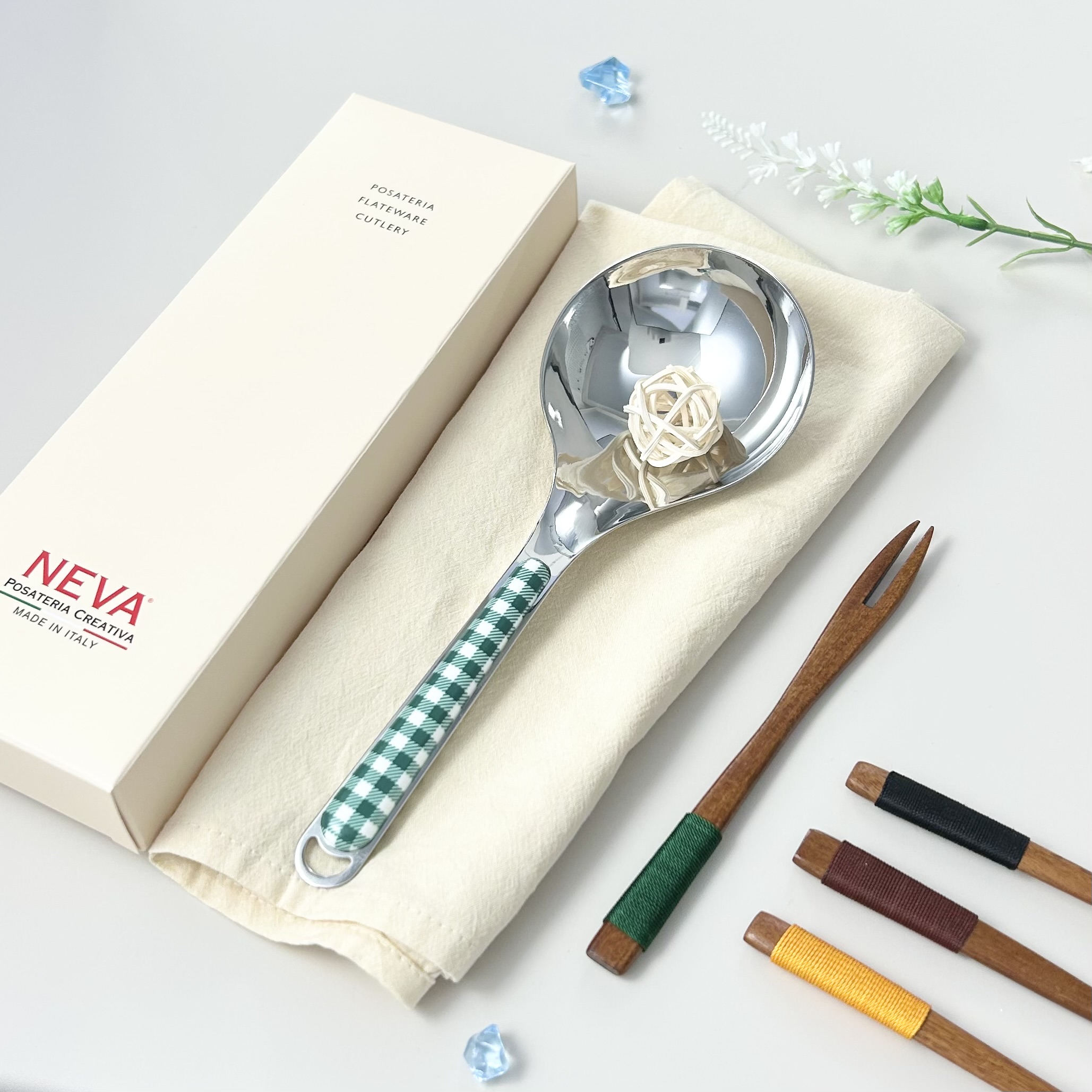 NEVA 네바 이태리 316 유광 미니국자x티포크 세트 요리스푼 집들이 선물 제품 이미지