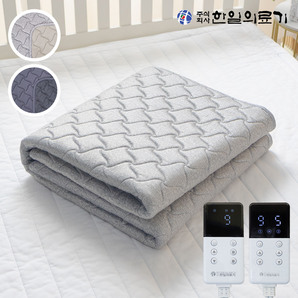 한일의료기 탄소매트 전기매트 온열매트 전자파없는 침대 전기장판 1인용 싱글 플라밍 그레이
