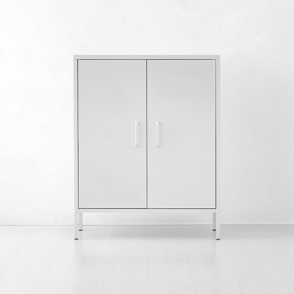 MKB 캐비넷 모던세로중 2문 수납장 8001015 80x40x102, 3단, 화이트 4893.3480