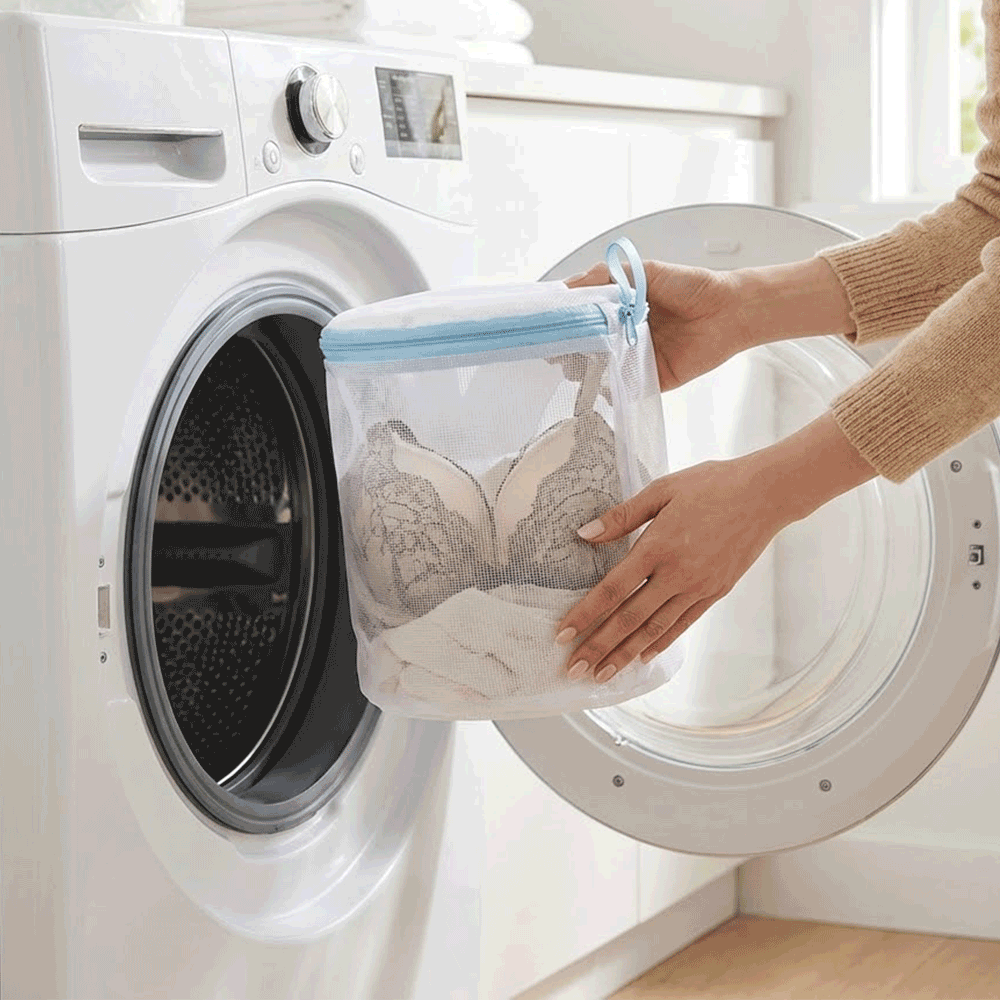브라 세탁망 1+1 이중 망사 사각 속옷 니트 양말 분리 빨래망 속옷망 - 상품 이미지