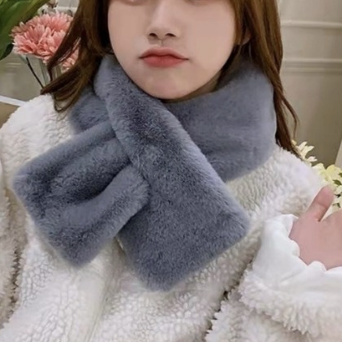 토끼털목도리 퍼머플러 숏머플러 - 상품 이미지