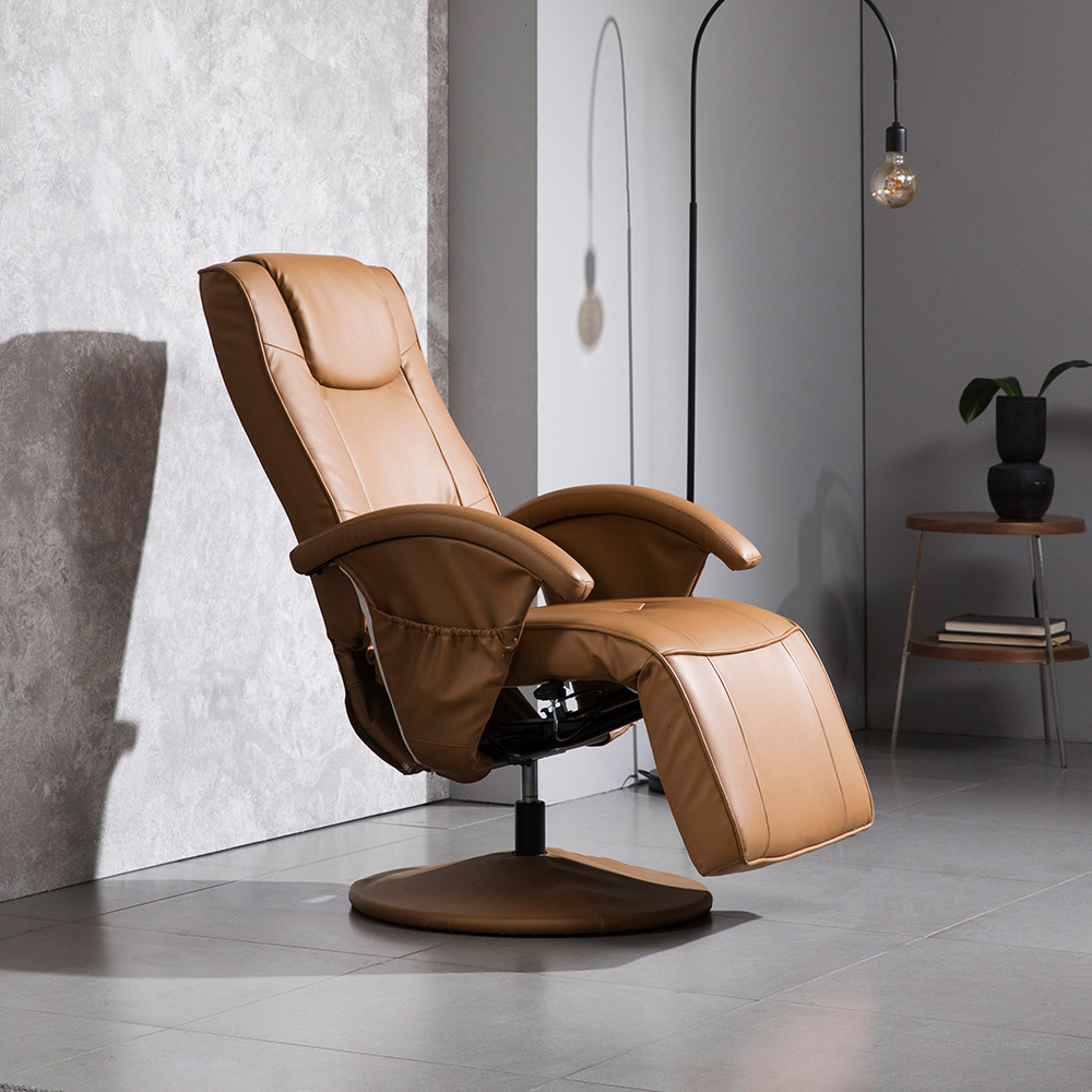 장인가구 밀라노 1인용 리클라이너 소파 브라운