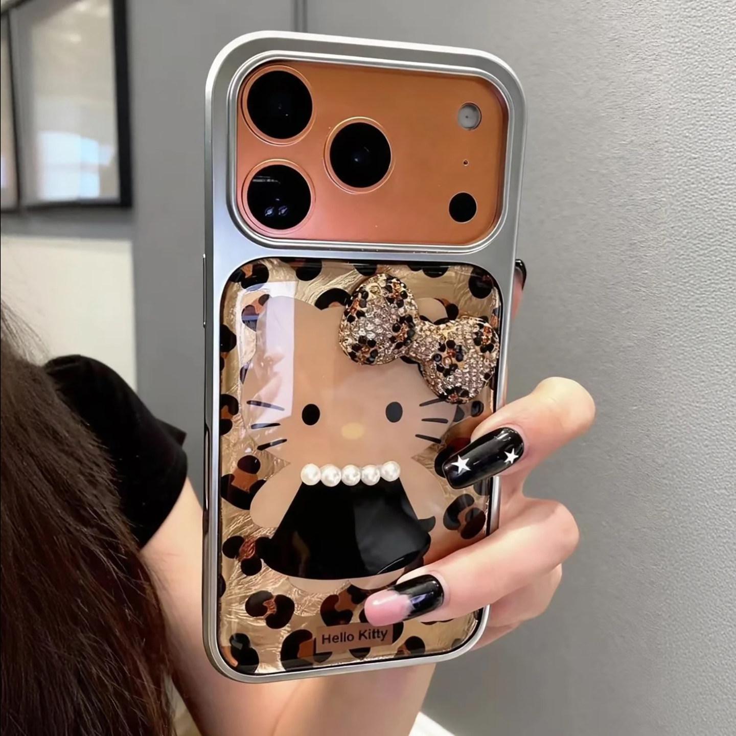 17프로맥스 레오파드 블랙 케이스 귀여운 하드커버 도금 iPhone 16 plus - 메인 이미지