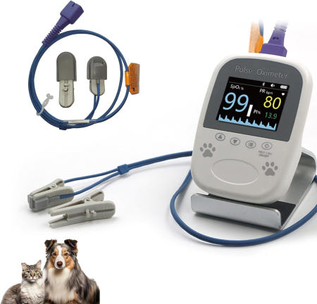 Shanghai Chimiao Med Co. Ltd [해외]2 프로브 센서 포함 - 반려견용 Pupultech 맥박 산소 측정기 수의학적 혈중 포화도 및 모니터 휴대용 블루투스 수의사 SpO2 정확한 결과 사용 편의성