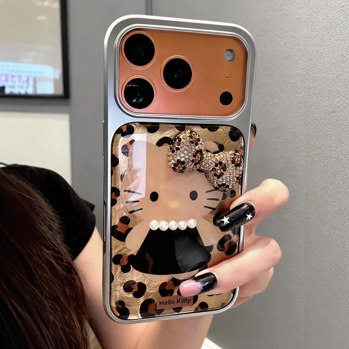 17프로맥스 레오파드 블랙 케이스 귀여운 하드커버 도금 iPhone 16 plus - 상세 이미지 3