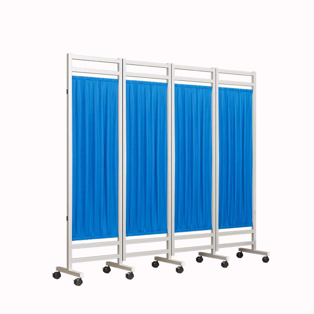 의료용 바퀴 파티션 병원 이동식 공간 차단 가림막 250x180cm 블루 5패널 - 상세 이미지 2