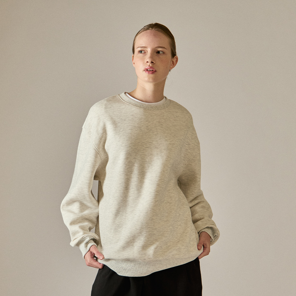 베이직하우스 여성 면 기모 쥬리 맨투맨 스웻 티셔츠