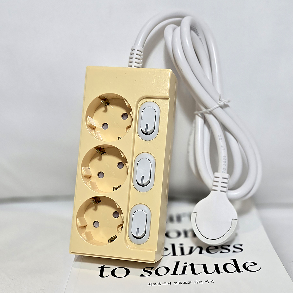 1+1 제로갭 국산 슬림 납작 멀티탭 3구 고용량 개별스위치 16A 1m