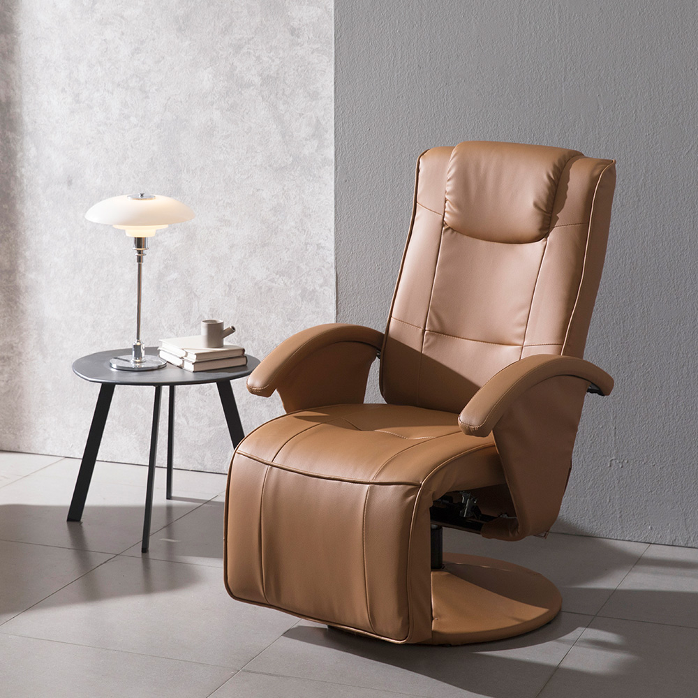 장인가구 밀라노 1인용 리클라이너 소파 브라운