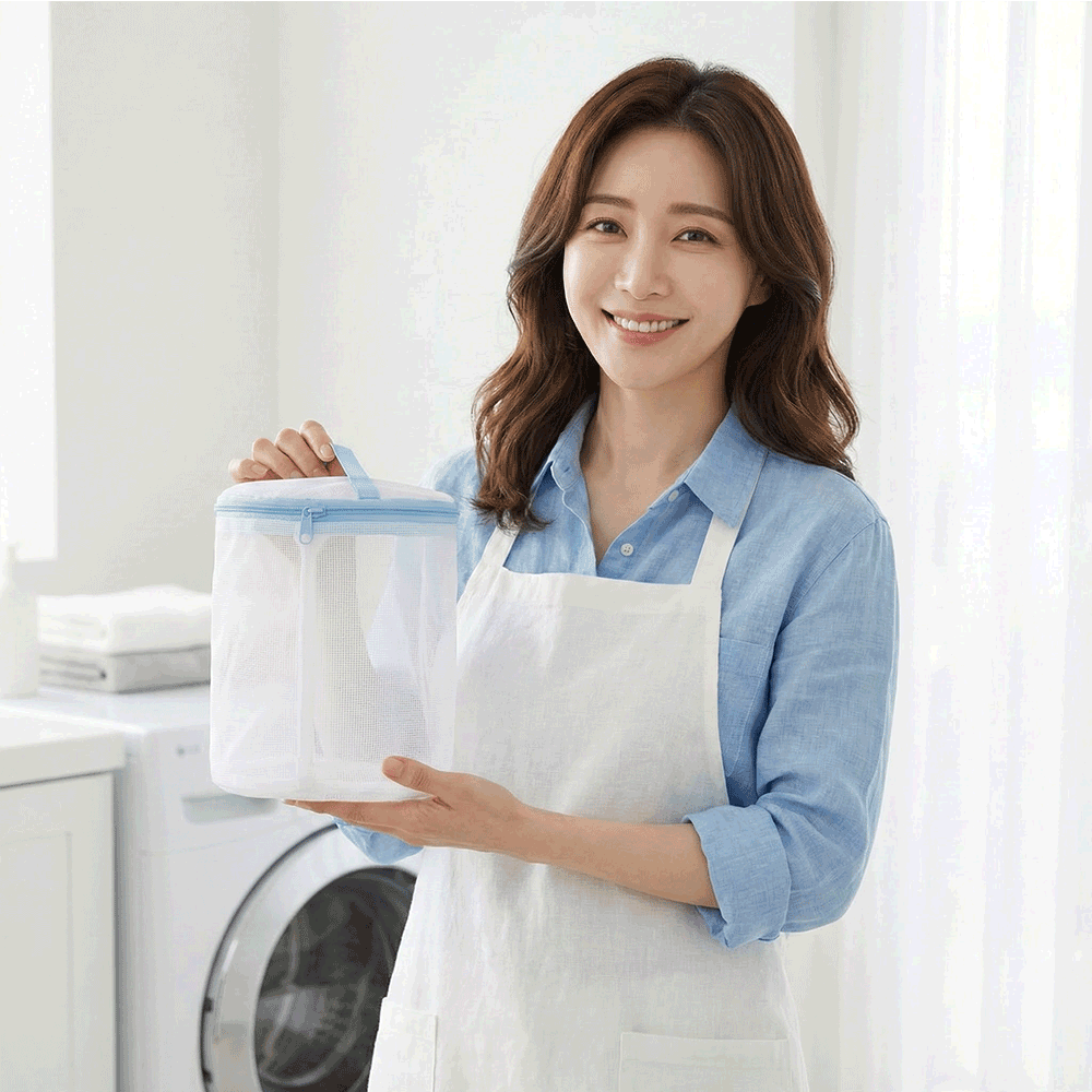 브라 세탁망 1+1 이중 망사 사각 속옷 니트 양말 분리 빨래망 속옷망 - 상세 이미지 3