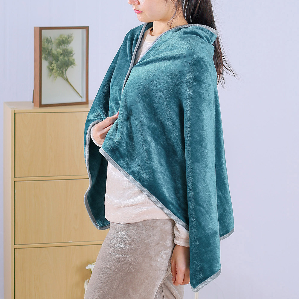 무릎담요 똑딱이단추 극세사 망토 담요(70x130cm)거실 차박담요 어깨담요 - 상세 이미지 2