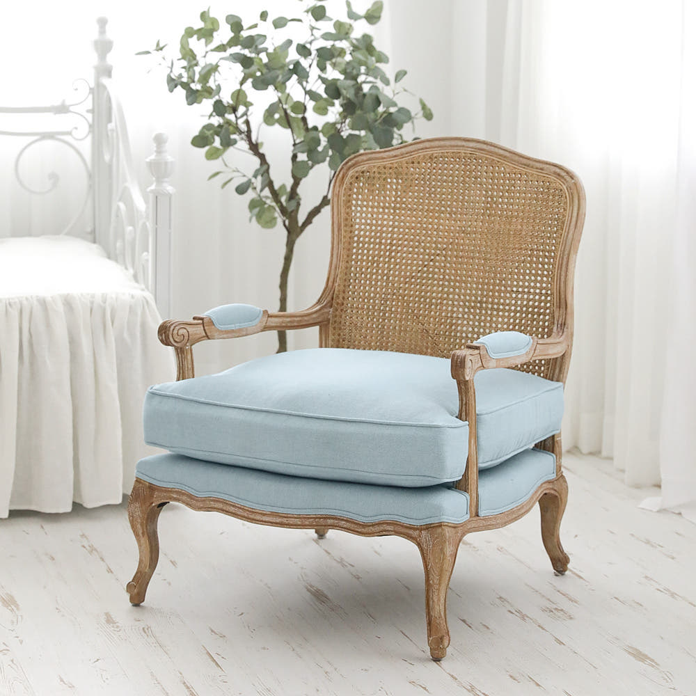 블랑드 1인 소파 프렌치 쉐비 라탄 패브릭 암체어