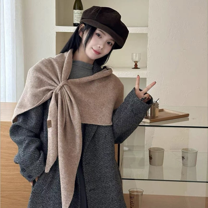 여성 여자 머플러 솔리드 어깨숄 삼각케이프 봄 겨울 - 상품 이미지
