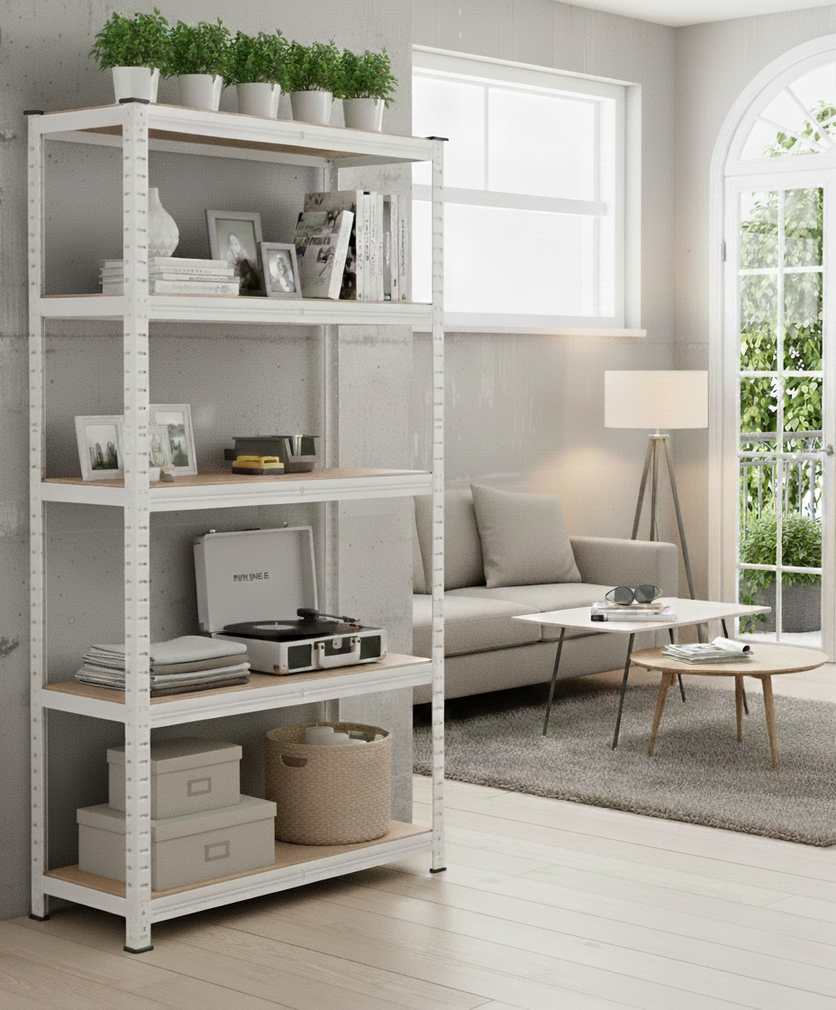 부원진열장 에코랙 튼튼한 130kg 조립식앵글 철제 선반 경량랙 7040180 5단