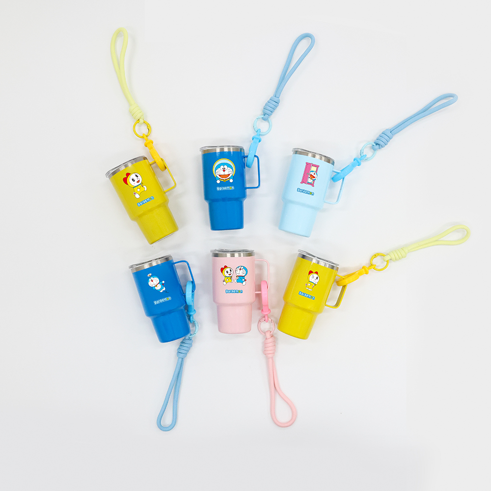 주니 스테인리스 도라에몽 미니 텀블러 X 스트랩 포함 120ml, 핑크, 1개 - 상세 이미지 3