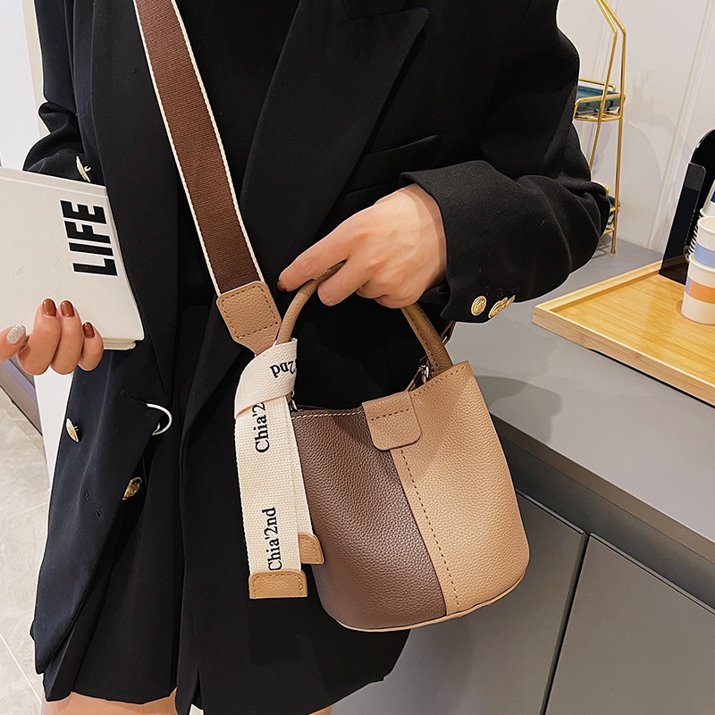 가죽 공예 가방 만들기 DIY 키트 천연가죽 미니 버킷 토트백 탈부착 스카프 카키색 세트 - 상세 이미지 4
