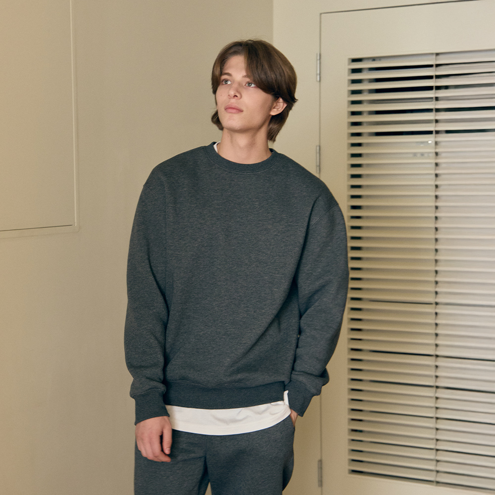 베이직하우스 여성 면 기모 쥬리 맨투맨 스웻 티셔츠