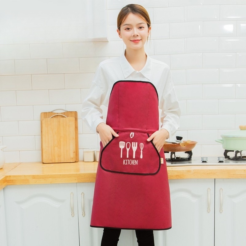 끈없는 철사 앞치마 생활방수 코팅 자동 고정 어깨끈없는 주방용 무결속식 하트 패턴 - 상세 이미지 2