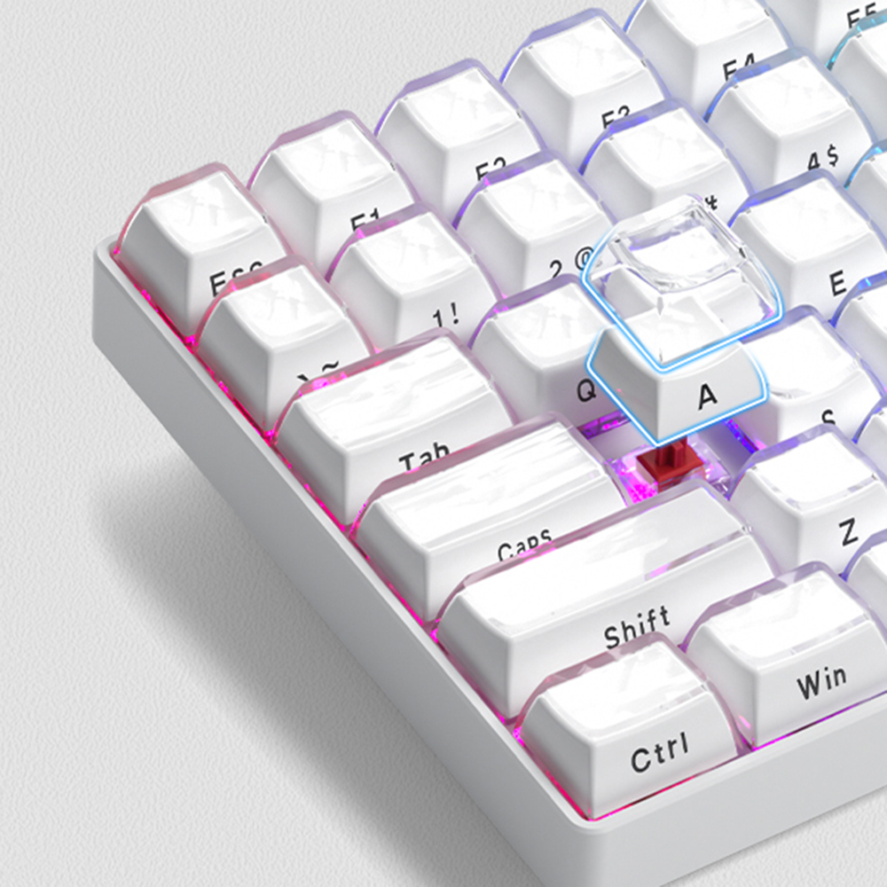 크리스탈 화이트 측각 반투명 키캡 OEM PC 젤리 푸딩 이중사출 기계식 키보드 - 상세 이미지 4