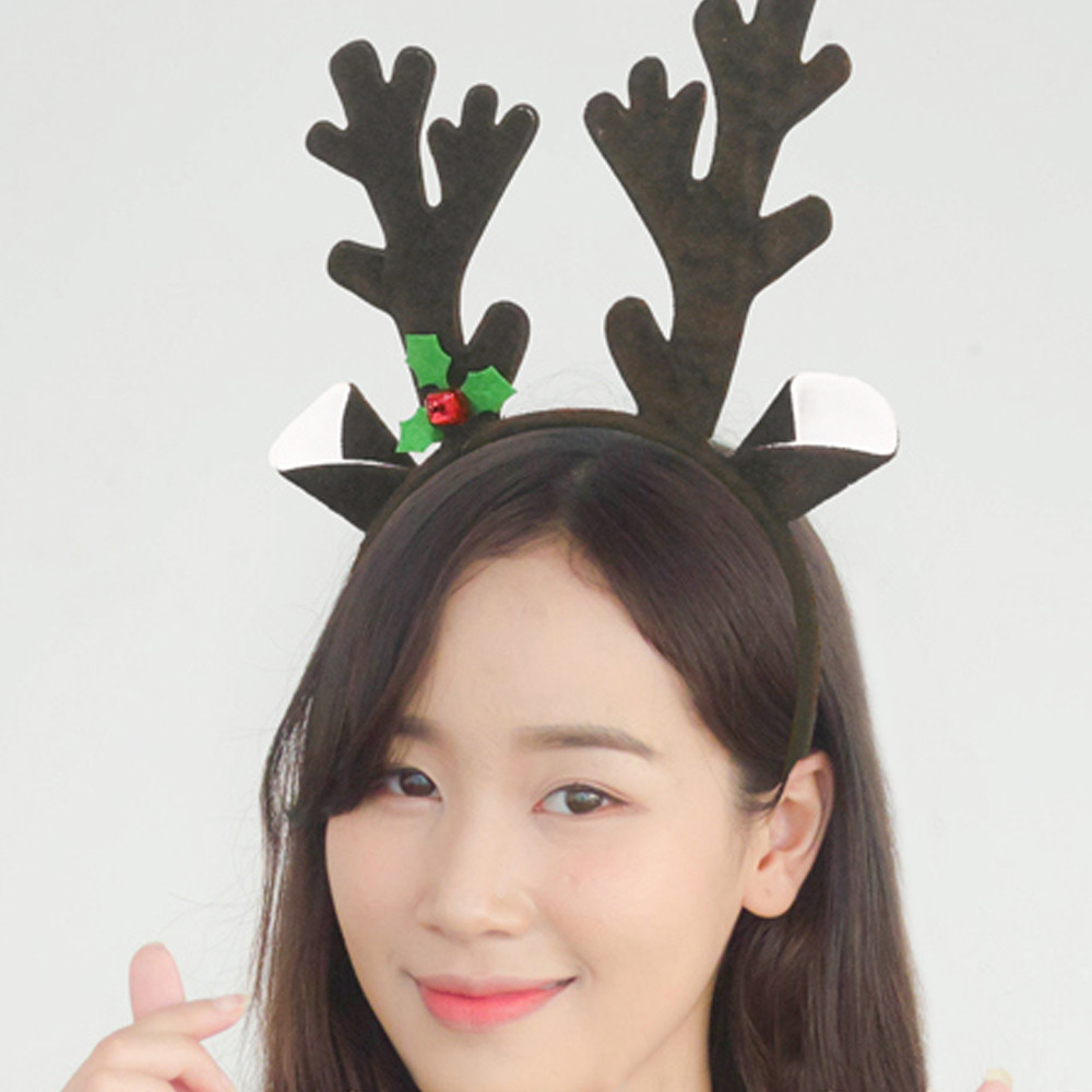 해피파티 크리스마스 헤어밴드 왕 사슴뿔 - 상품 이미지