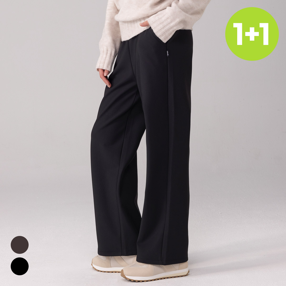 에버라스트 1+1 여성 와이드팬츠 겨울 기모바지 제품 이미지