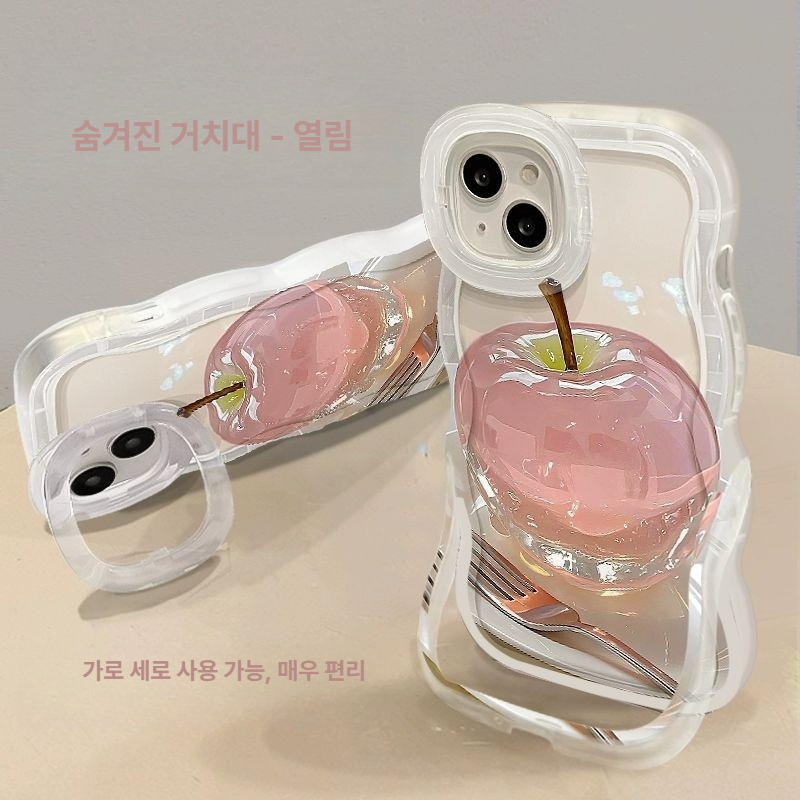 폰13 투명 실리콘 듀얼스탠드 애플 보호케이스 투명 크리스탈 애플 iPhone 16 - 상세 이미지 4