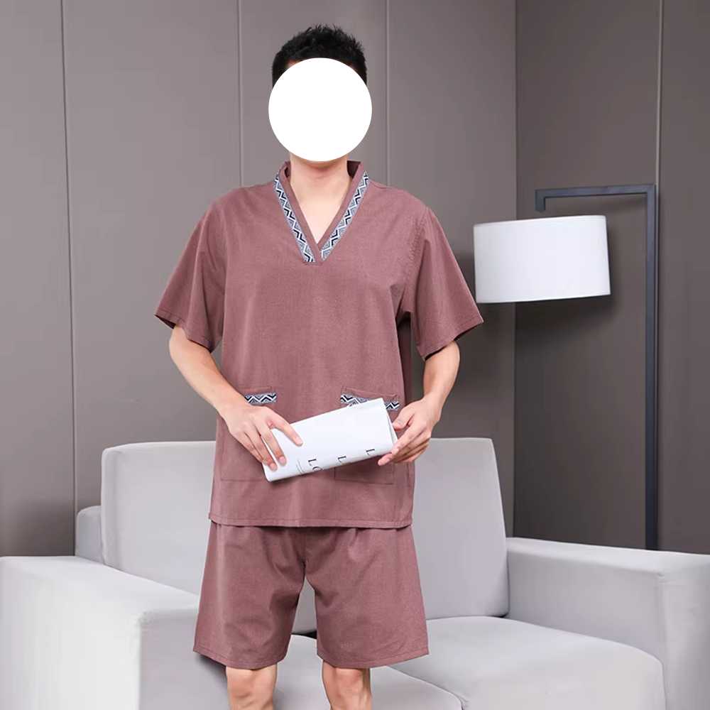 사우나 찜질복 찜질방 전용 부드러운 면 홈웨어 황토 그레이 남성 (M-3XL) - 상세 이미지 4