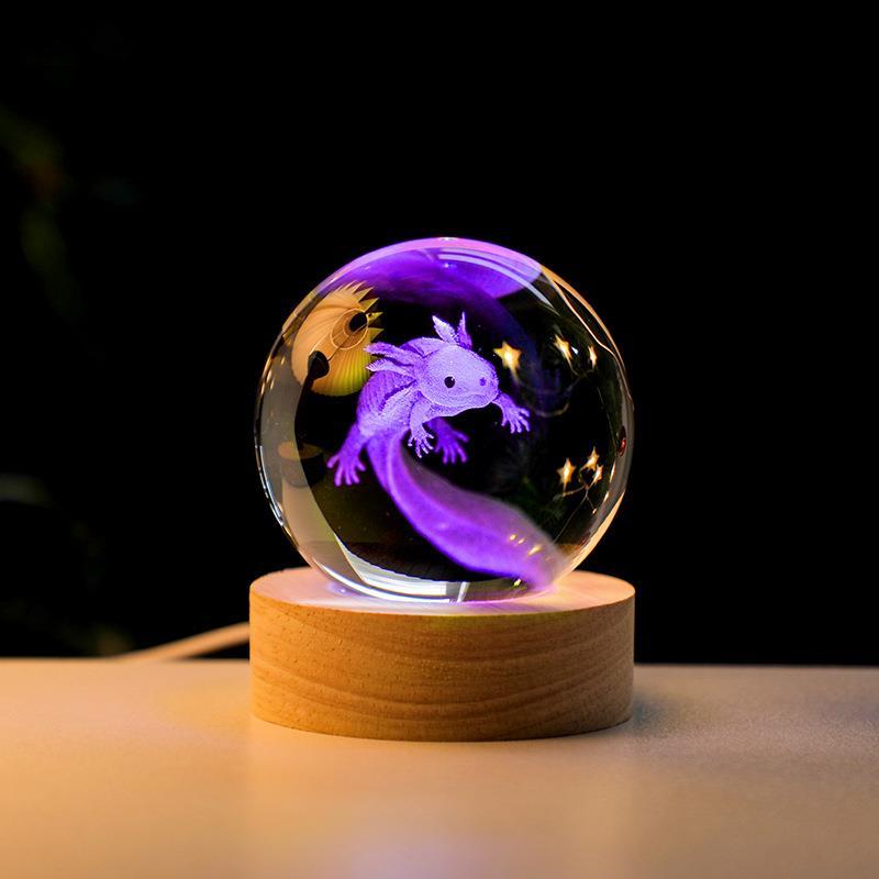 3D 도룡뇽 크리스탈 수정구 무드등 LED 장식 테이블 램프 게르틀 8cm 단일 볼 - 메인 이미지