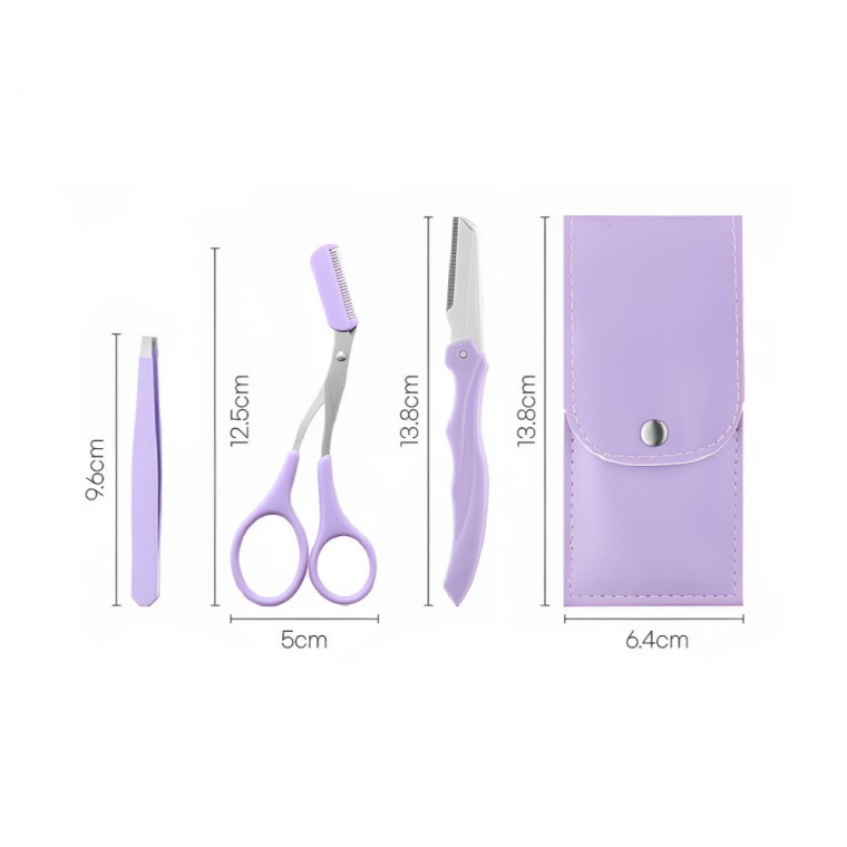 G 깔끔 눈썹 정리 3종 세트 숱가위 눈썹칼 트위저 가죽케이스 포함 - 상품 이미지