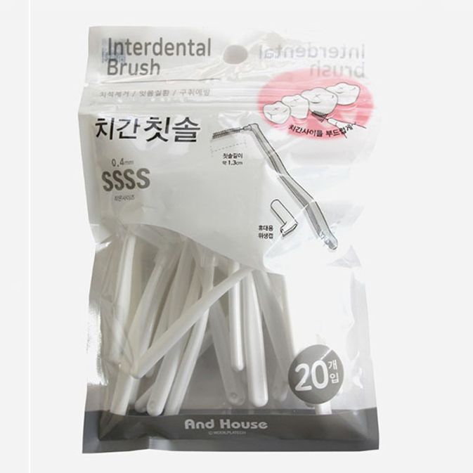 덴탈 치간 칫솔 치아 치실 이쑤시게 L형 20P 0.4mm - 상품 이미지