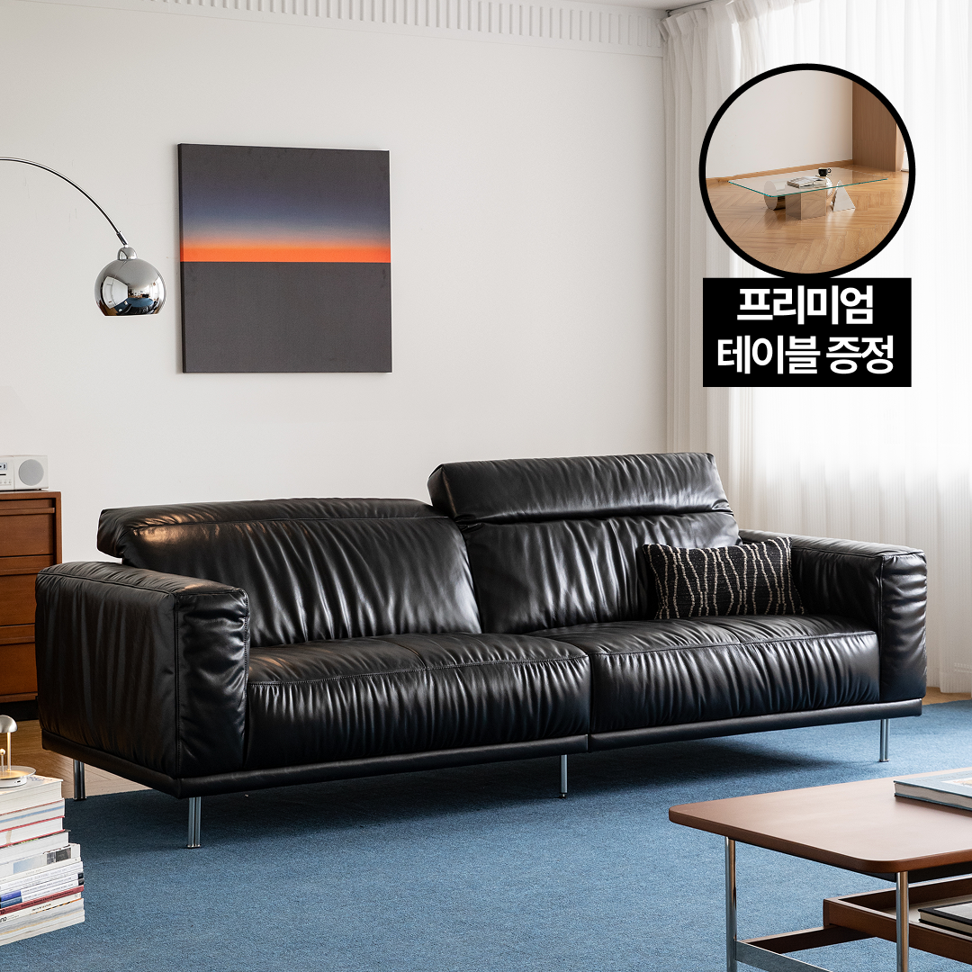 3인 천연 가죽 스윙 소파 블랙 빈티지 소파 통가죽쇼파