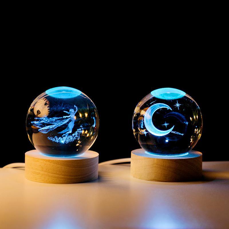3D 도룡뇽 크리스탈 수정구 무드등 LED 장식 테이블 램프 게르틀 8cm 단일 볼 - 상세 이미지 2
