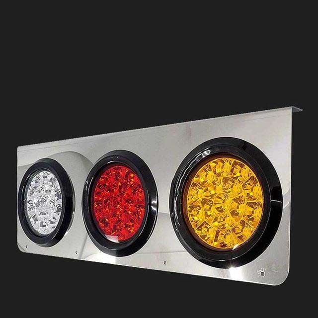 12v 3구 스텐판 led 테일 램프 데루등 후미등 트럭 - 상품 이미지