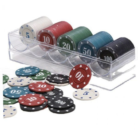 포커칩 카지노 게임칩 투명 보관함 포함 다색상 숫자 표시 홈파티용