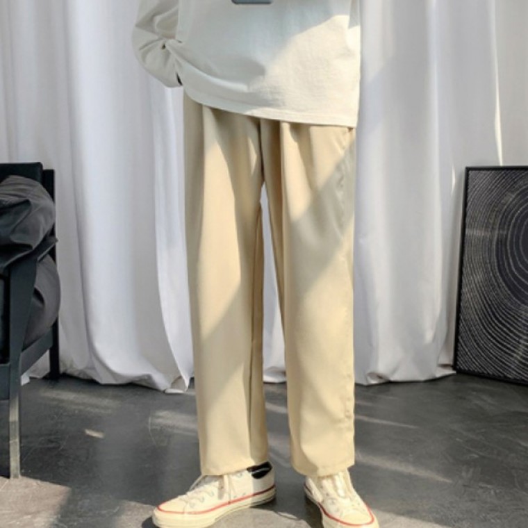 허리밴딩슬랙스 와이드핏 캐주얼팬츠 - 메인 이미지