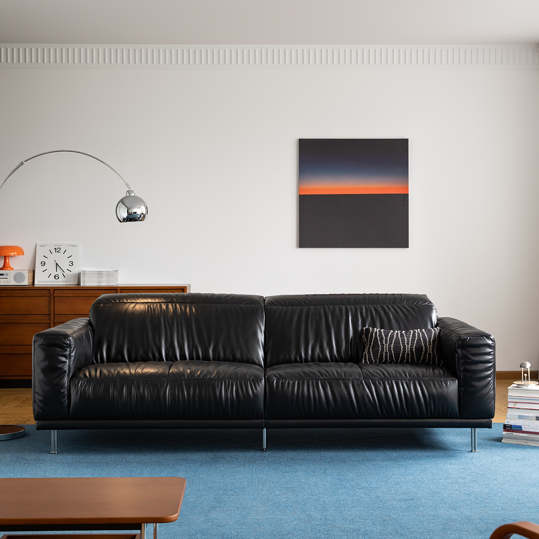 3인 천연 가죽 스윙 소파 블랙 빈티지 소파 통가죽쇼파