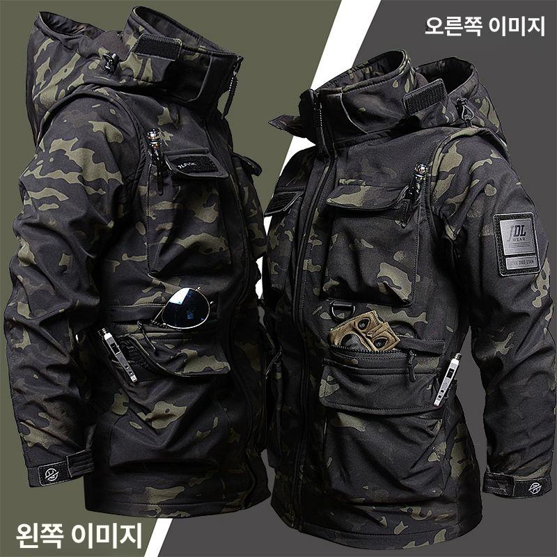 겨울 낚시 방한복 방수 밀리터리 후드 의류 상하세트 622 다크나이트 카모플라주 세트 195 100~110kg - 상세 이미지 3