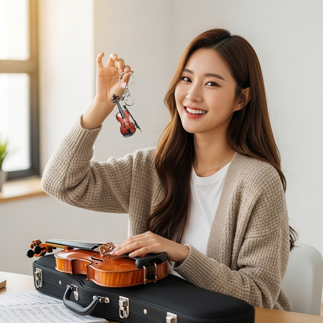 바이올린 키링 악기 미니어처 이니셜 각인 연주회 졸업 선물 상세 이미지 4