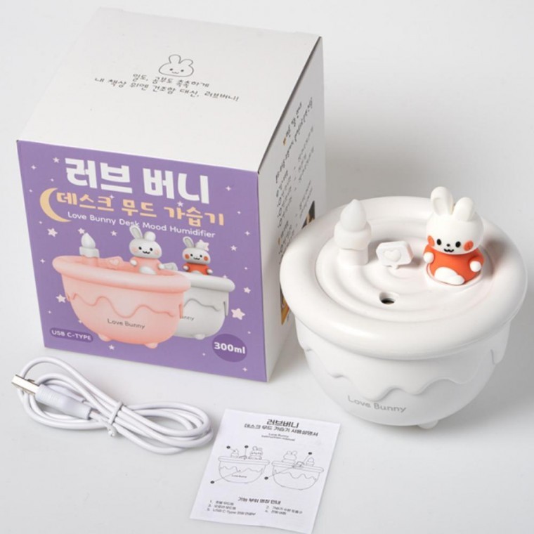무드등 책상 러브버니 데스크 미니 USB 초음파 가정용 가습기 - 상품 이미지