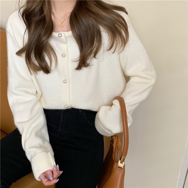 진주 캐주얼 니트가디건 데일리 - 상품 이미지