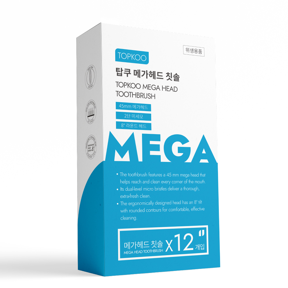 탑쿠 메가헤드 칫솔 미세모 탄력모 이중모 12개입 - 상세 이미지 2