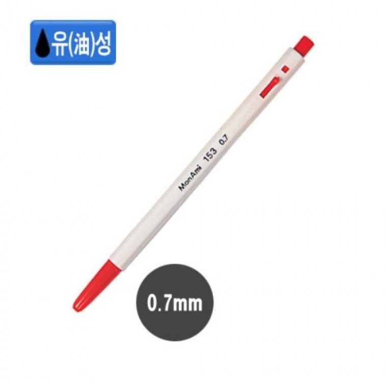 모나미)153볼펜(0.7mm/적)-다스(12개입) - 상품 이미지